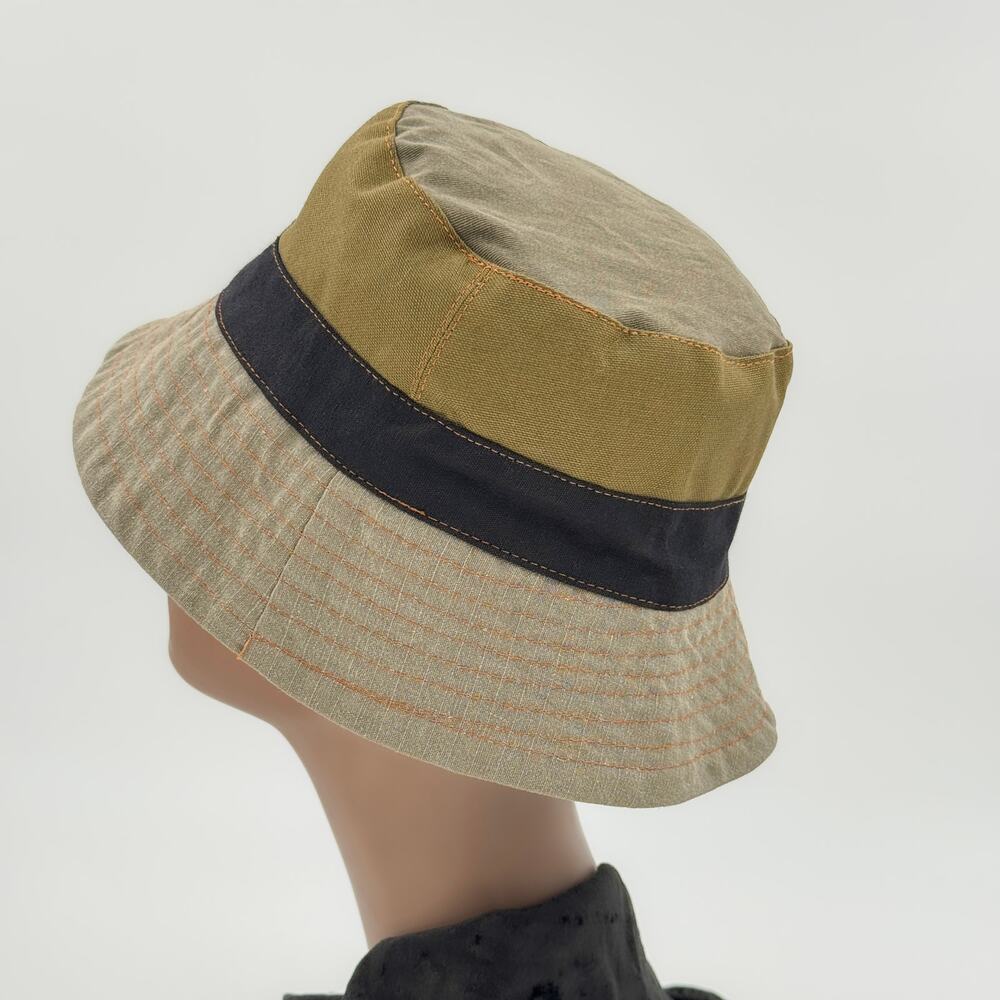 Carhartt WIP Four Color Colorblock Bucket Hat Olive Brown Charcoal Beige - Picture 4 of 9